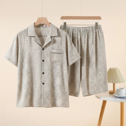 Completo da casa unisex con motivo geometrico - Beige - 3XL - image 0