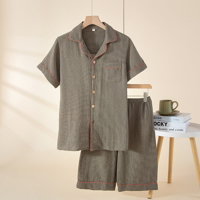 Completo pigiama minimalista in garza di mussola - Grigio Verde - 2XL - image 13