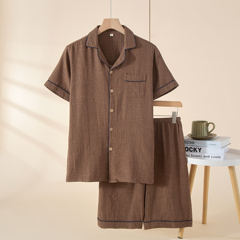 Completo pigiama minimalista in garza di mussola - Caffè - 2XL - image 11