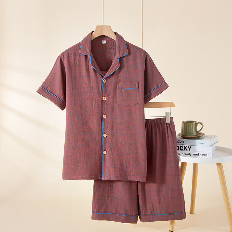 Completo pigiama minimalista in garza di mussola - Vino - 2XL - image 15