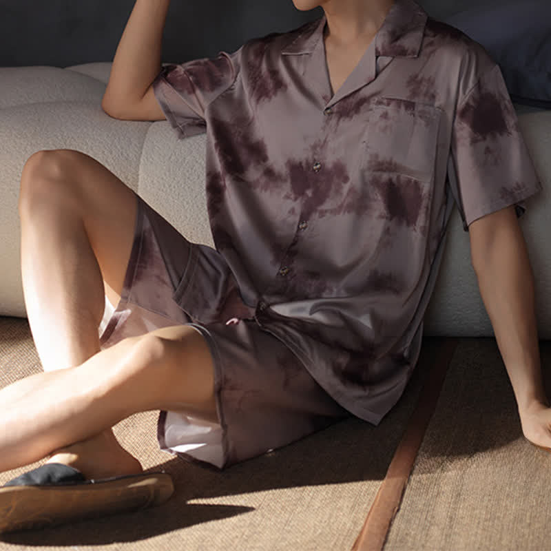 Completo da casa unisex color moka con stampa tie-dye - image 2