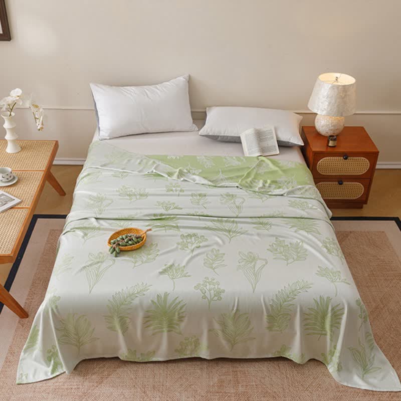 Trapunta in fibra di bambù con motivo botanico multicolore - Verde - Matrimoniale - image 0