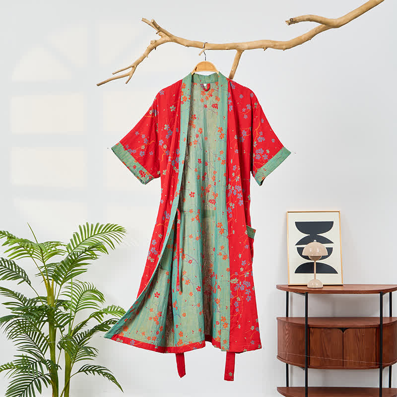 Accappatoio in mussola a maniche corte stile kimono - Rosso - 2XL - image 9