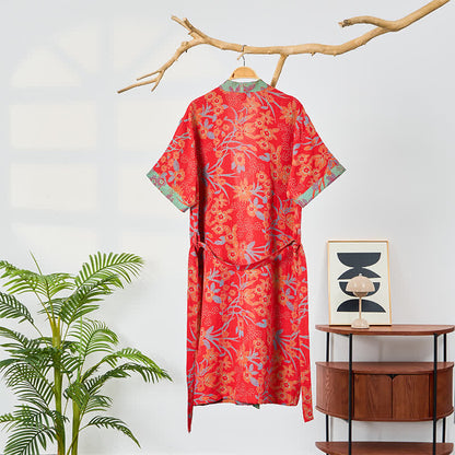 Kimono in garza di mussola con stampa floreale bohemien - image 1