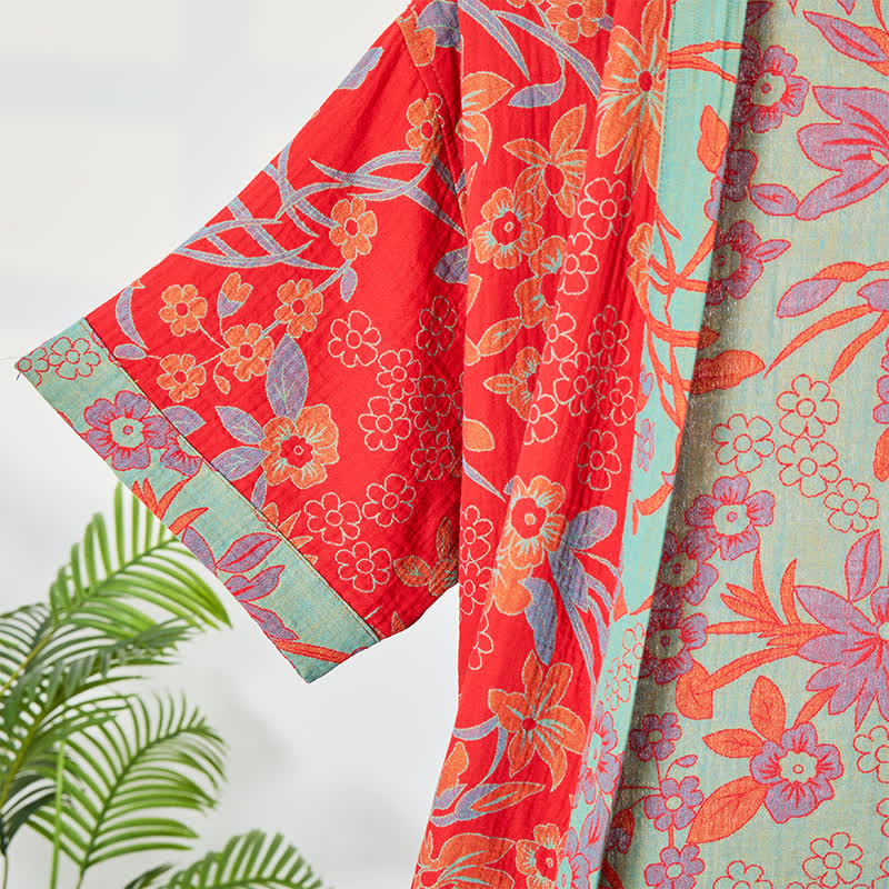 Kimono in garza di mussola con stampa floreale bohemien - image 4