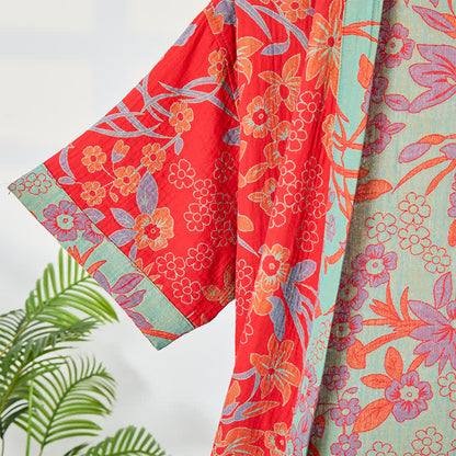Kimono in garza di mussola con stampa floreale bohemien - image 4