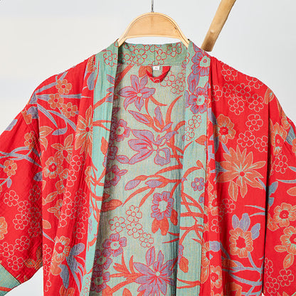 Kimono in garza di mussola con stampa floreale bohemien - image 2