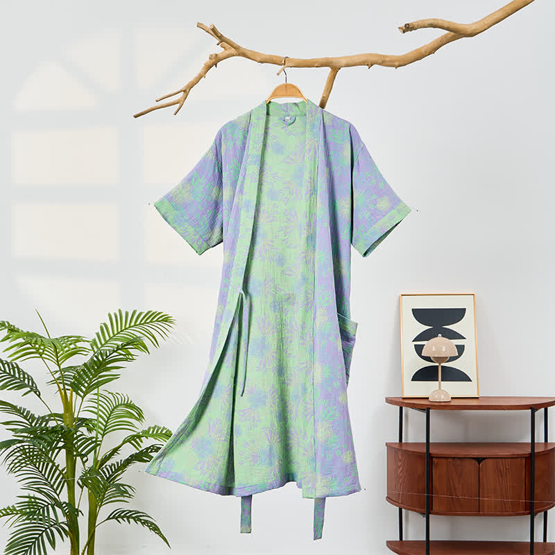 Kimono accappatoio Refresh in doppia garza con stampa floreale. - Viola - 2XL - image 0