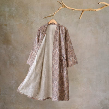 Kimono in garza di cotone stile boho vintage - Caramello - L - image 0