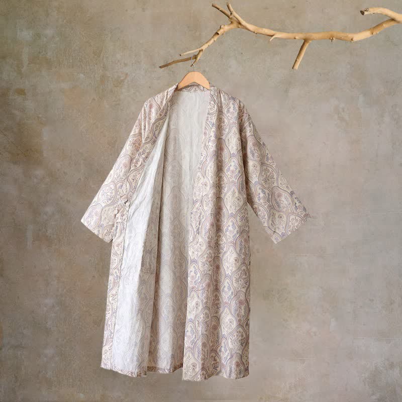 Kimono in garza di cotone stile boho vintage - Beige - L - image 9