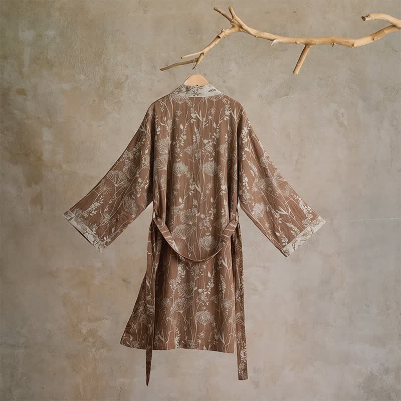 Accappatoio vintage in doppia garza di cotone con motivi botanici - image 13