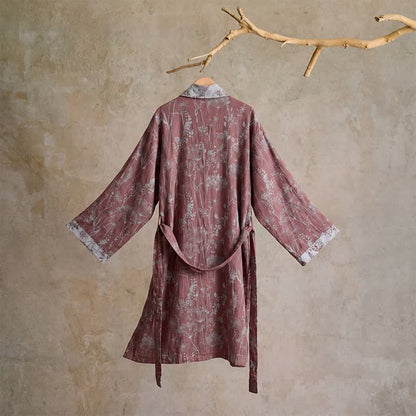 Accappatoio vintage in doppia garza di cotone con motivi botanici - image 2