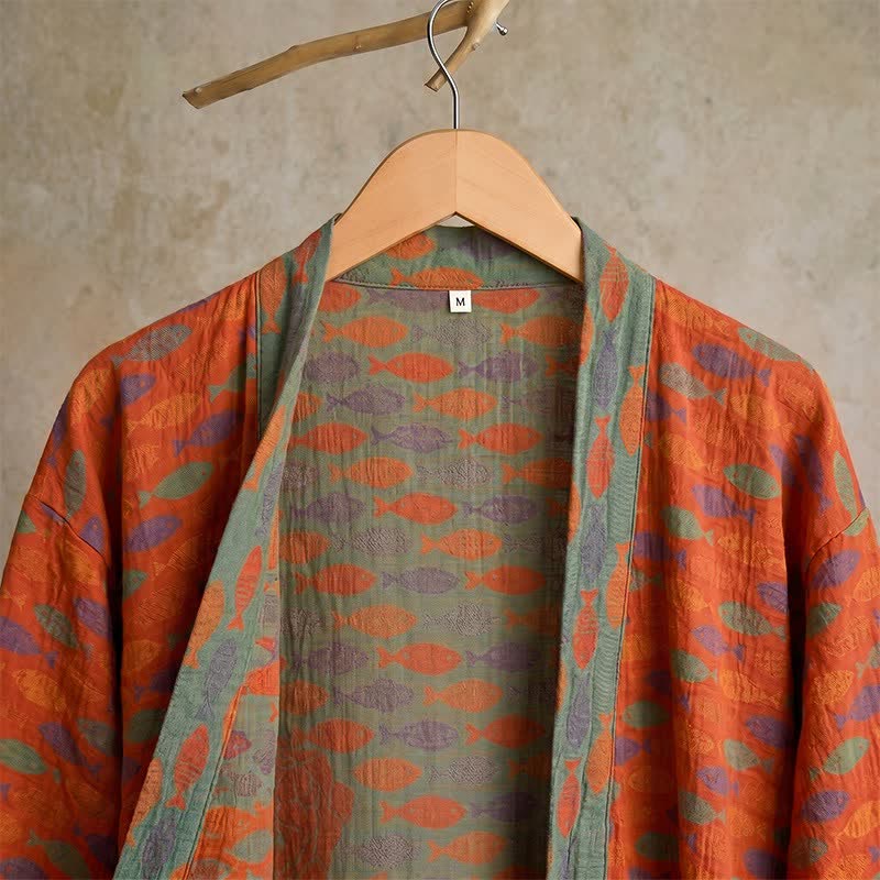 Kimono accappatoio in garza di cotone a forma di pesce - image 4