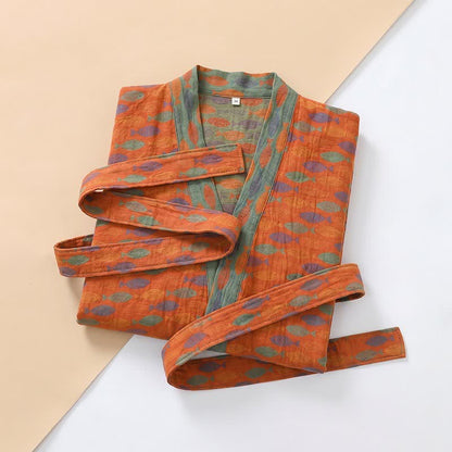 Kimono accappatoio in garza di cotone a forma di pesce - image 3
