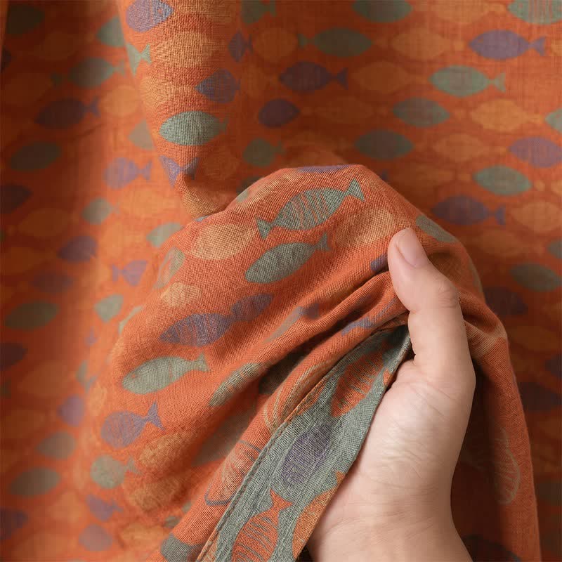 Kimono accappatoio in garza di cotone a forma di pesce - image 8
