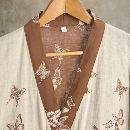 Elegante kimono in cotone con motivo a farfalla - image 10