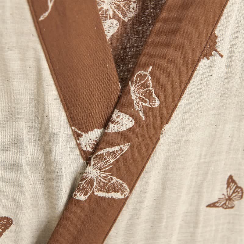 Elegante kimono in cotone con motivo a farfalla - image 11