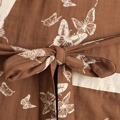 Elegante kimono in cotone con motivo a farfalla - image 5