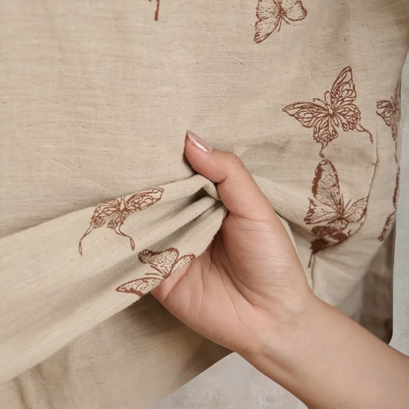 Elegante kimono in cotone con motivo a farfalla - image 15