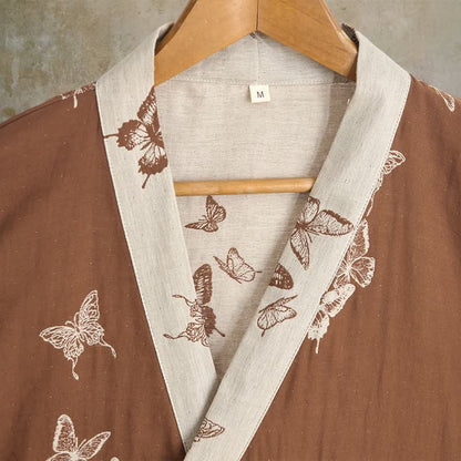 Elegante kimono in cotone con motivo a farfalla - image 1