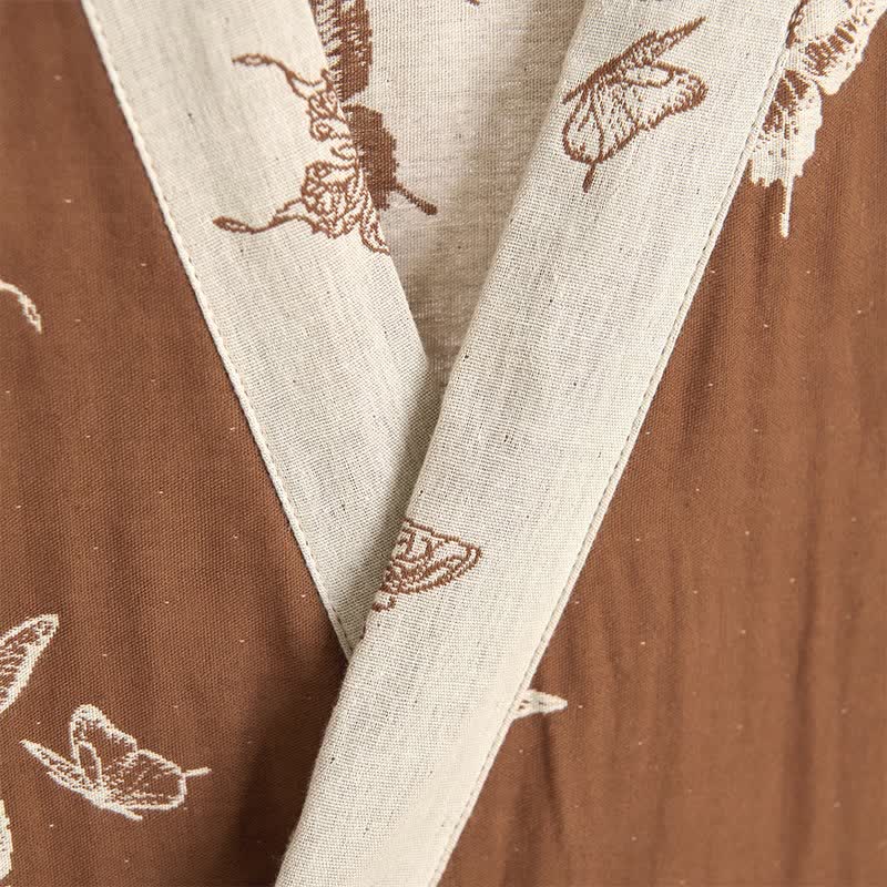 Elegante kimono in cotone con motivo a farfalla - image 3