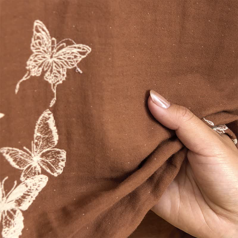 Elegante kimono in cotone con motivo a farfalla - image 8