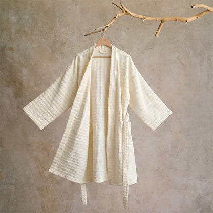 Kimono accappatoio in cotone a nido d'ape - Beige - XL - image 12