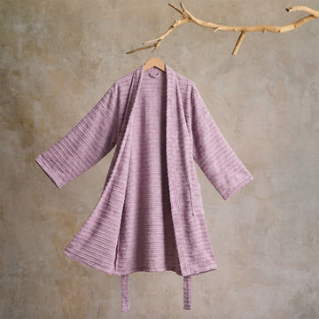 Kimono accappatoio in cotone a nido d'ape - Viola - XL - image 0