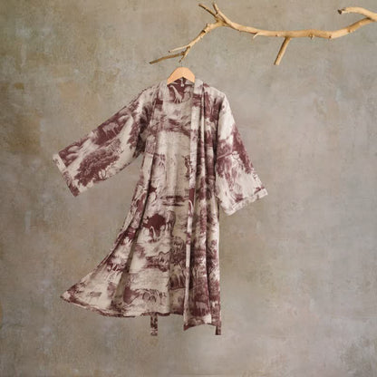 Kimono in cotone con stampa toile - Caffè - 2XL - image 9
