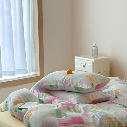 Set di biancheria da letto in cotone patchwork multicolore pastello (4 pezzi) - image 4