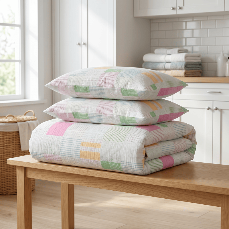 Set di biancheria da letto in cotone patchwork multicolore pastello (4 pezzi) - image 3