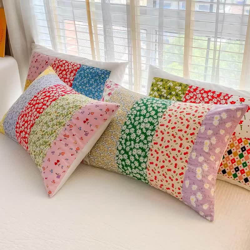 Set di biancheria da letto in cotone con motivo floreale e patchwork colorato - image 3