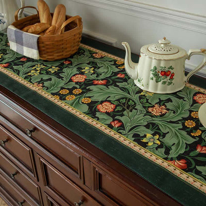 Runner da tavola con motivi botanici tropicali e bordo con nappe - image 2