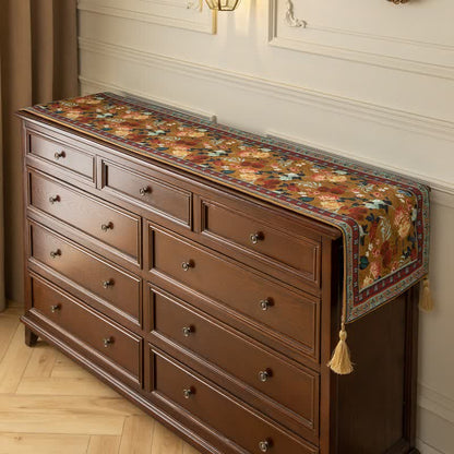 Runner da tavola vintage con nappe floreali - Marrone - 40cm x 220cm - image 0