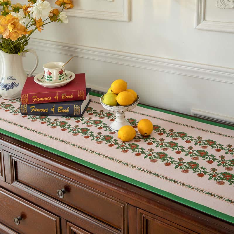 Elegante runner da tavola floreale con nappe. - image 2