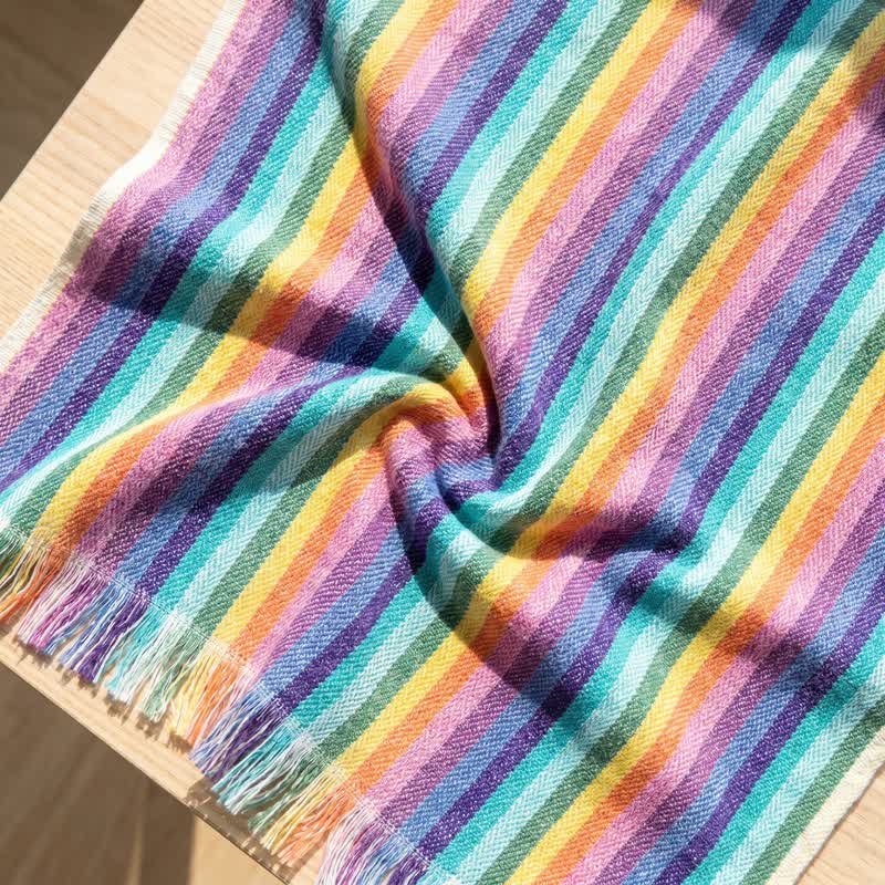 Asciugamano in cotone traspirante a righe arcobaleno - image 4