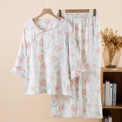 Pigiama da donna in fibra di bambù con stampa di tulipani - Rosa - XL - image 0