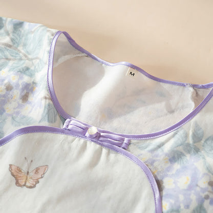 Pigiama da donna in fibra di bambù con motivo floreale e farfalle. - image 7