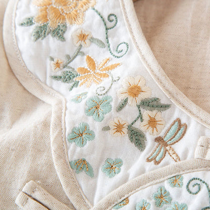 Pigiama da donna in cotone e lino con ricami floreali - image 10