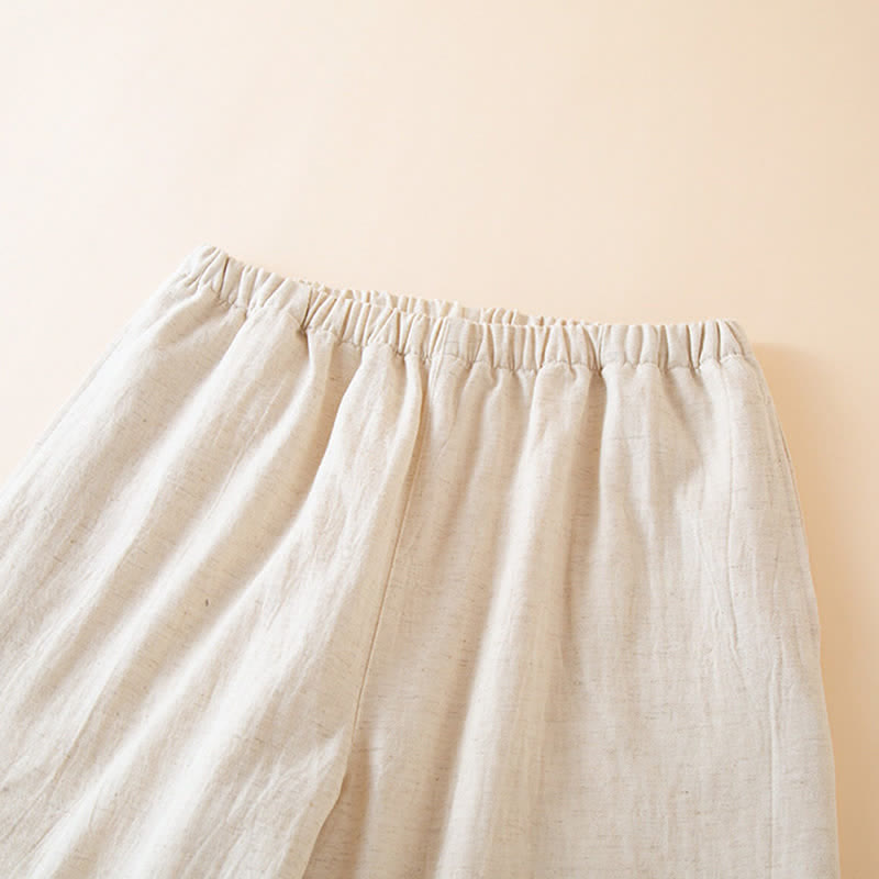 Pigiama da donna in cotone e lino con ricami floreali - image 13