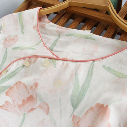 Pigiama da donna in fibra di bambù con stampa di tulipani - image 2