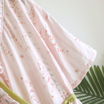 Kimono da notte in garza di cotone a fantasia floreale, abbigliamento per la casa. - image 6