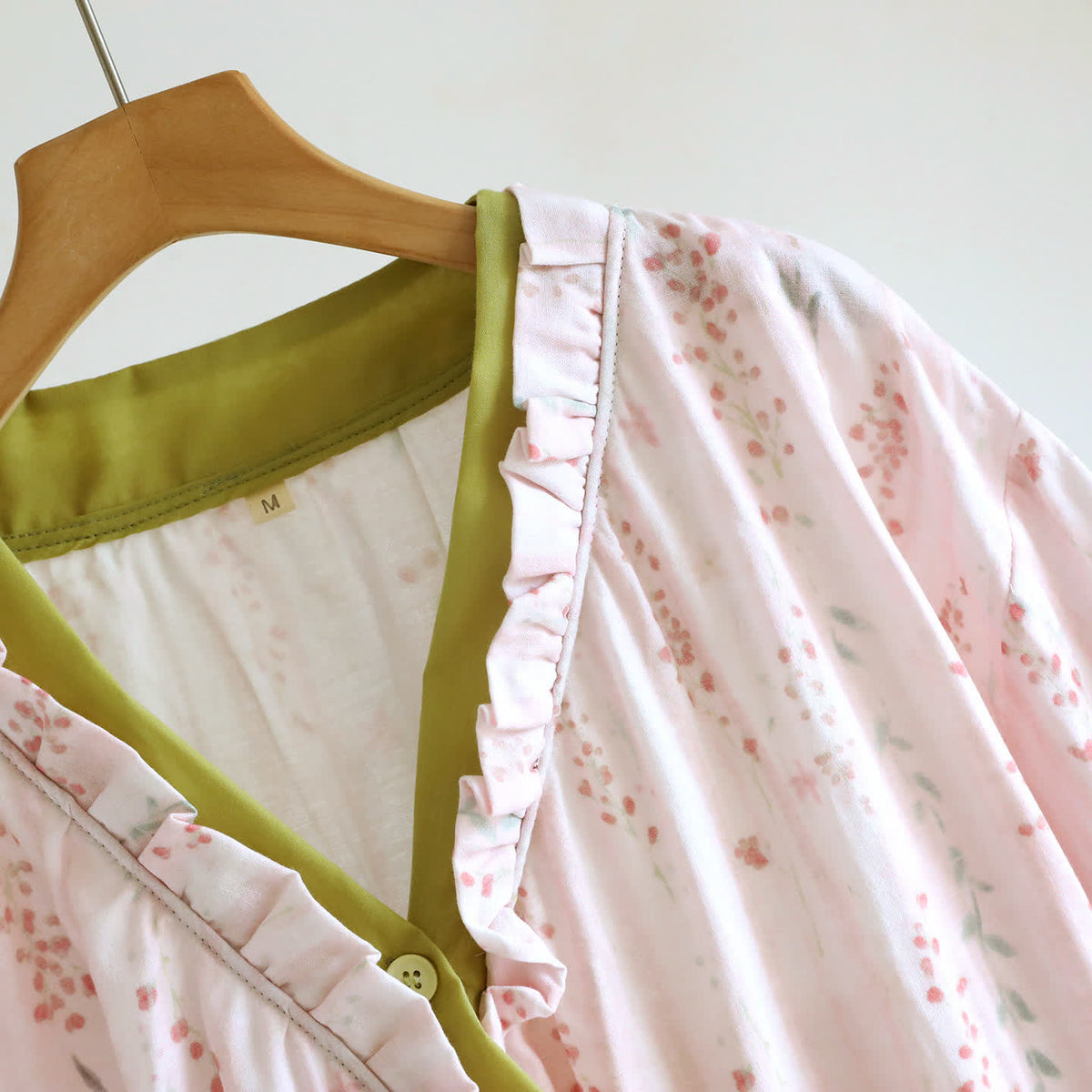 Kimono da notte in garza di cotone a fantasia floreale, abbigliamento per la casa. - image 3