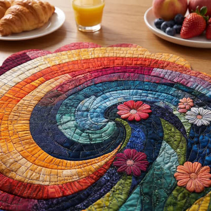 Tovaglietta in poliestere con motivo a spirale arcobaleno in stile boho - image 5
