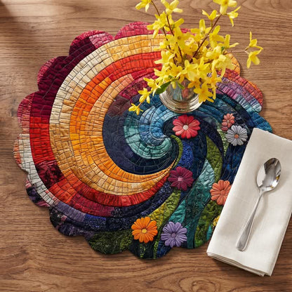Tovaglietta in poliestere con motivo a spirale arcobaleno in stile boho - image 1