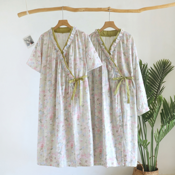 Abito Yukata in garza di cotone stile cottagecore fiabesco - image 0