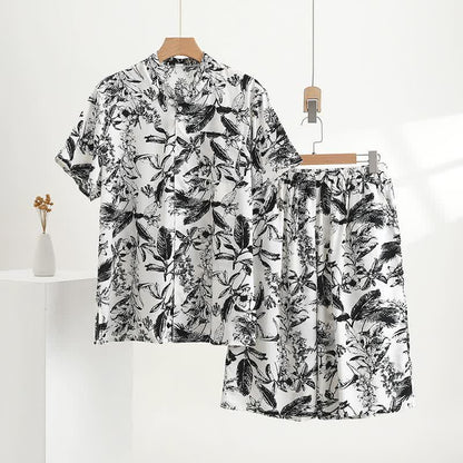 Set pigiama con stampa botanica monocromatica - Bianco - 5XL - image 0