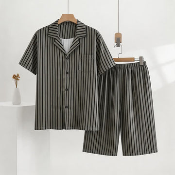 Set pigiama unisex a righe in modal - Grigio - 3XL - image 0