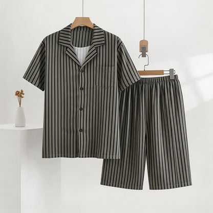 Set pigiama unisex a righe in modal - Grigio - 3XL - image 0