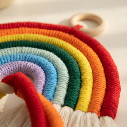 Arazzo da parete in cotone macramè arcobaleno in stile boho - image 6